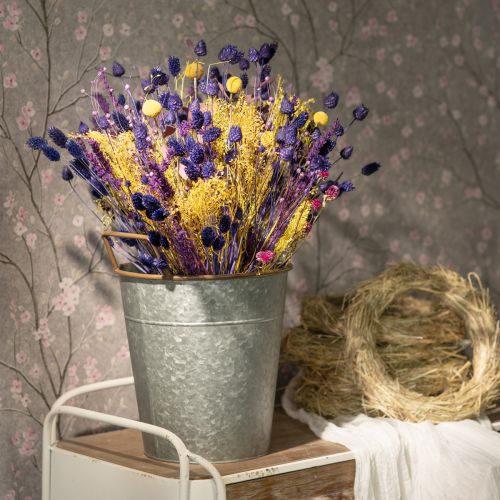 Floristik24 Macetero con asas, recipiente de metal para plantar, macetero plateado, marrón Ø24cm H32,5cm