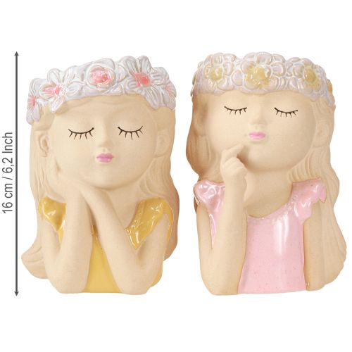 Artículo Jarrón decorativo de cerámica para niña, Ø7,5cm, alto 16cm, 2 unidades