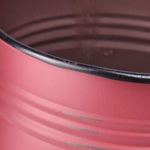 Artículo Macetero de hojalata de metal, macetero vintage, rojo y marrón, Ø12/9,5cm, juego de 2