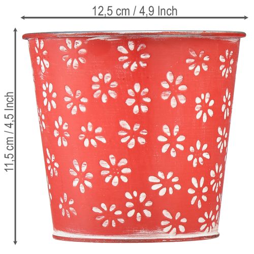 Artículo Maceta floral roja y blanca, de metal, Ø12,5 cm, H11,5 cm