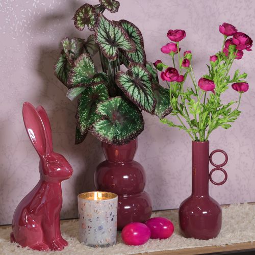 Artículo Jarrón moderno y artístico con cuello largo y asas redondas para interiores elegantes, 24 cm.