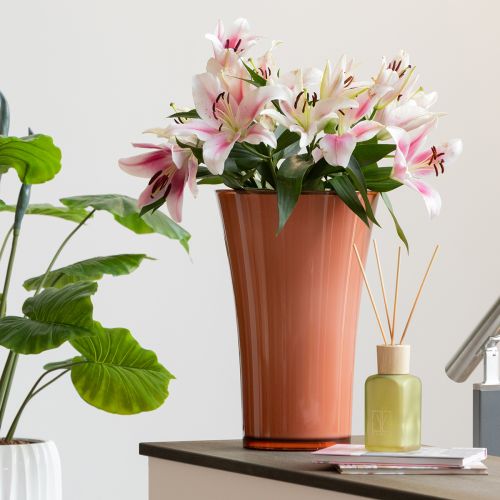 Floristik24 Jarrón de suelo rosa Jarrón decorativo Fizzy Siena Ø28,5cm H45cm