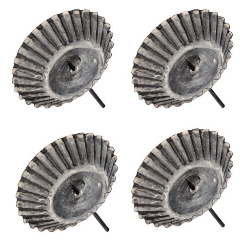 Artículo Portavelas vintage para velas de pilar para inserción gris Ø8,5cm 4 piezas