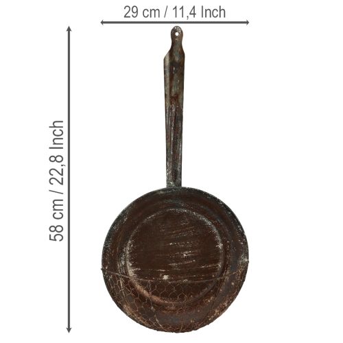 Artículo Decoración de pared de metal, cesta decorativa, bandeja decorativa color óxido, marrón, 58 cm de alto.