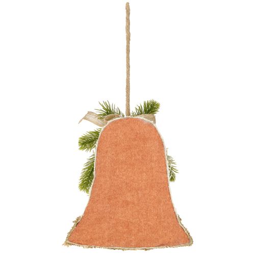 Artículo Decoración rústica de pared con campanas navideñas, ramas de abeto de yute y piñas.