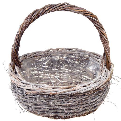 Artículo Cesta de mimbre con asa ovalada blanco natural L32/40cm – juego de 2 piezas