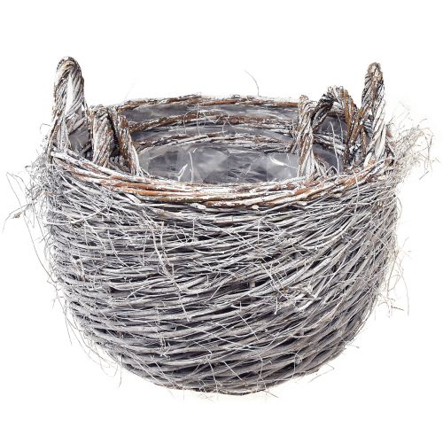 Floristik24 Juego de cestas de mimbre en blanco lavado - 3 tamaños (42 cm, 36 cm, 26 cm) - Versátil para decoración y almacenamiento - Juego de 3 piezas