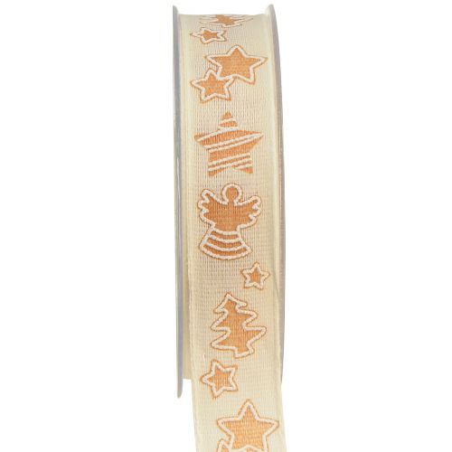 Artículo Cinta Navideña Pastel De Miel Cinta De Regalo Sostenible Crema 25mm 15m