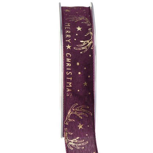 Artículo Cinta navideña decoración de asta de estrella de oro púrpura An. 25 mm L. 15 m