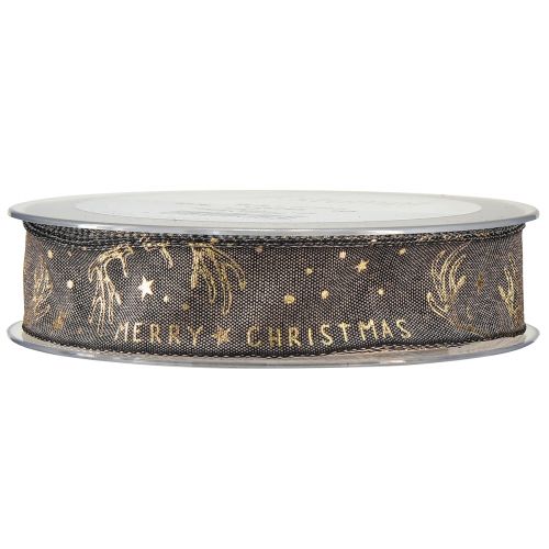 Artículo Cinta navideña decoración de asta de estrella marrón dorado An25mm L15m