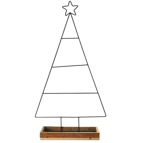Artículo Árbol de Navidad de metal con bandeja decorativa de madera, 98,5 cm - Decoración navideña moderna