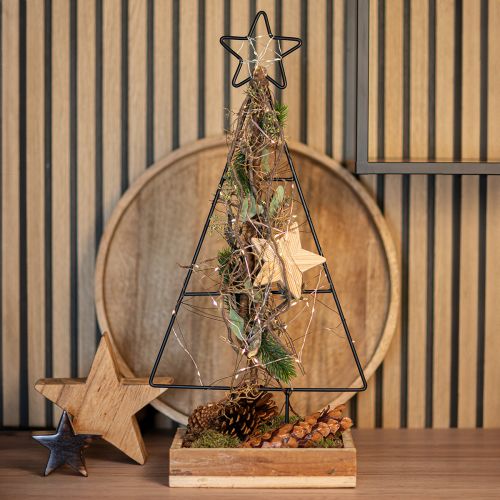 Floristik24 Árbol de Navidad de metal con estrella y bandeja - 25x18x66 cm - Decoración navideña moderna