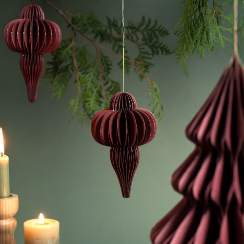 Artículo Adornos para árboles de Navidad de papel Burdeos 20cm 2ud
