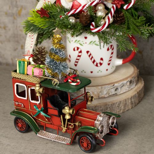 Artículo Decoración navideña para coche Coche navideño vintage rojo 15×7×16cm