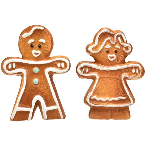 Artículo Decoración navideña pan de jengibre de cerámica mujer y hombre 7cm 6ud