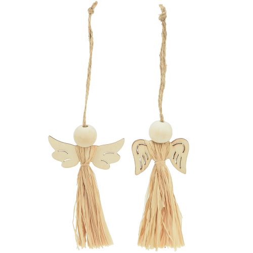 Artículo Ángel de navidad decoración del árbol de Navidad ángel rafia 11cm 12 piezas