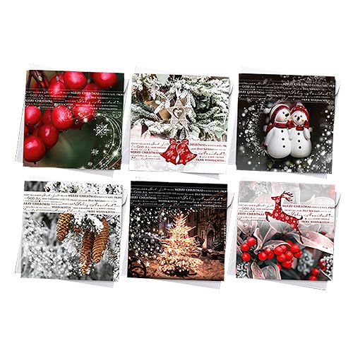 Floristik24 Tarjetas de navidad 12,5x12,5cm 6pcs