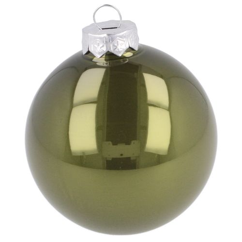 Artículo Bolas navideñas de cristal color gris oliva y plata, Ø7,5cm, 12 unidades