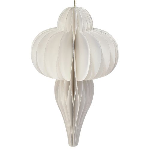 Floristik24 Bola navideña papel decoración panal cebolla blanca FSC Ø12cm
