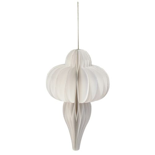 Artículo Bola navideña papel decoración panal cebolla blanca FSC Ø12cm