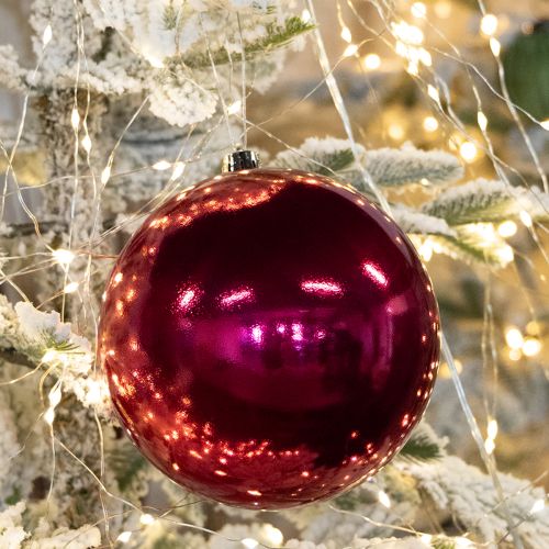 Artículo Bola de Navidad de plástico grande para árbol de Navidad rosa Ø14cm