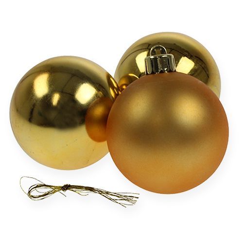 Artículo Bola navideña plástico dorado 6cm 12uds