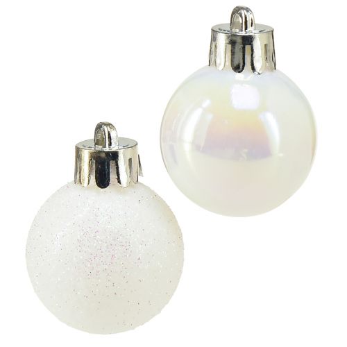 Floristik24 Bolas navideñas nácar plástico blanco Ø3cm 14ud