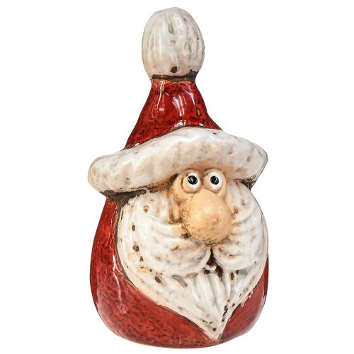 Artículo Bonita figura de Papá Noel de cerámica, roja y blanca, 10 cm - decoración navideña perfecta - 4 piezas