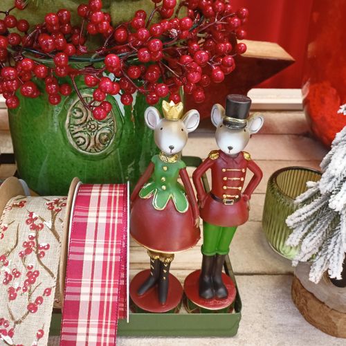 Artículo Figuras decorativas navideñas de ratón 14,5cm rojo-verde 2 piezas