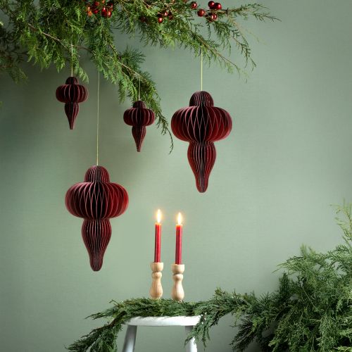 Floristik24 Adorno navideño de papel Burdeos H40cm 2 uds