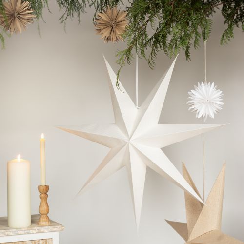 Artículo Estrella de papel blanca estrella navideña para iluminación 60cm 2uds