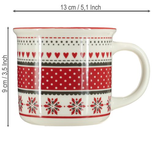 Artículo Taza navideña de cerámica roja y blanca Ø10cm H9cm