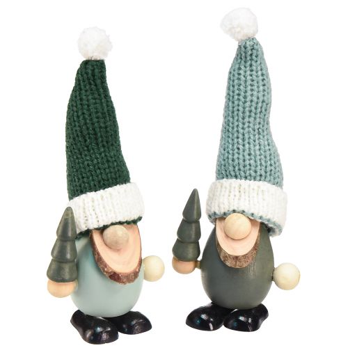 Artículo Enanos navideños decoración gnomos madera verde menta Al.14cm 6 piezas