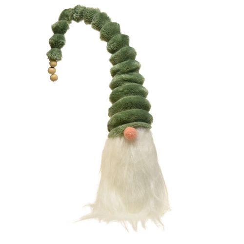 Floristik24 Gnomo festivo con sombrero verde en espiral y barba blanca 65 cm - Magia navideña escandinava para tu hogar - 2 piezas
