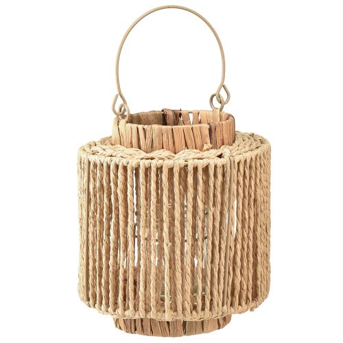 Artículo Farol rafia con asa fibra natural metal Ø19cm H21cm