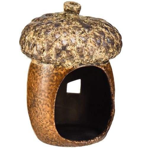 Artículo Farol bellota marrón, 15,4 cm - Decoración otoñal rústica con motivo de corazón