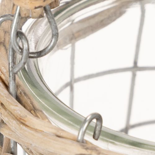 Farol colgante, cristal, metal, mimbre, Ø14,5 cm, 2 unidades | Floristik24.es