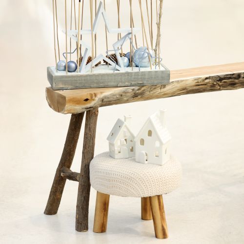 Artículo Farol de cerámica para mesa de Adviento, color blanco, altura 18 cm.