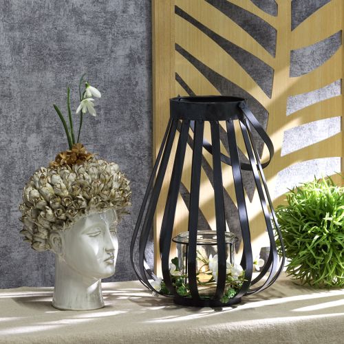 Artículo Farol farol de metal con cristal antracita Ø23cm H27cm