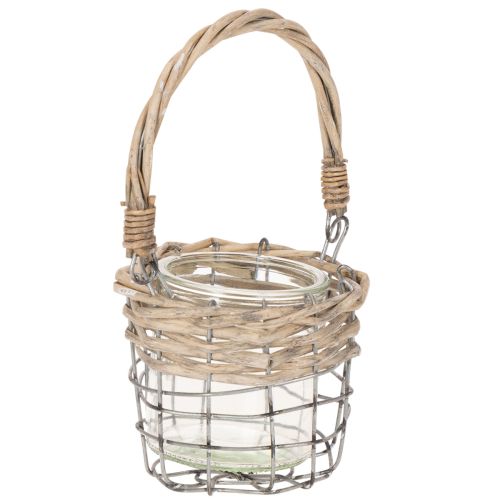 Portavelas de cristal, metal, mimbre, Ø10,5 cm, 3 unidades comprar | Floristik24.es