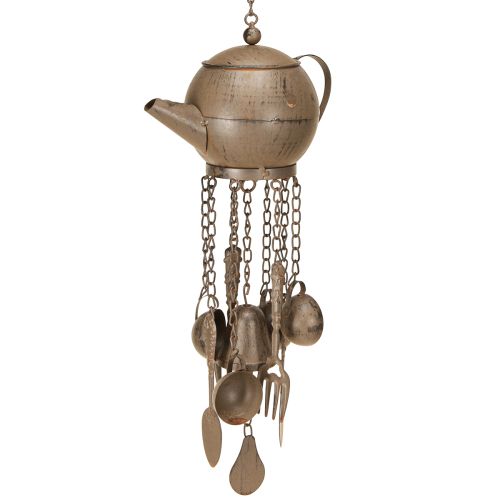 Floristik24 Tetera con carillón de viento para colgar marrón oscuro 70cm