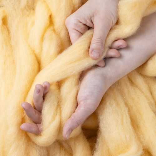 Artículo Cordón de lana, cinta de lana, color naranja crema, 10 m de lana para coronas y arreglos florales.