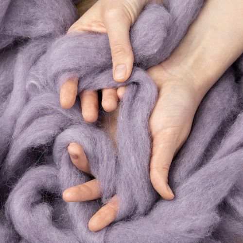 Artículo Cordón de lana, cinta de lana violeta claro, 10 m de lana decorativa para floristería y manualidades