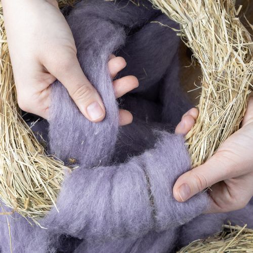 Artículo Cordón de lana, cinta de lana violeta claro, 10 m de lana decorativa para floristería y manualidades