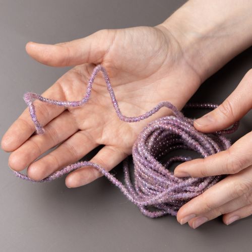 Artículo Cordón de lana con hilo rosa y dorado, 5m x 5mm con alambre, para decoración y manualidades