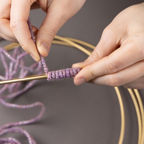 Artículo Cordón de lana con hilo rosa y dorado, 5m x 5mm con alambre, para decoración y manualidades