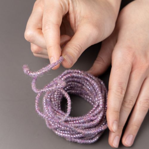 Artículo Cordón de lana con hilo rosa y dorado, 5m x 5mm con alambre, para decoración y manualidades