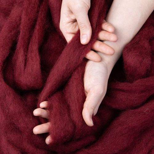 Artículo Cordón de lana, lana decorativa, rojo oscuro, cinta de lana de 10 m para floristería y manualidades