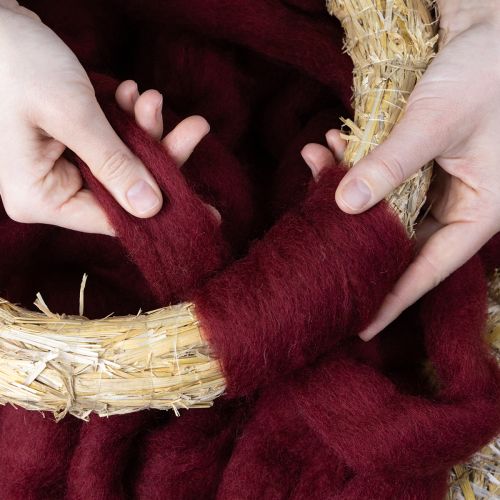 Artículo Cordón de lana, lana decorativa, rojo oscuro, cinta de lana de 10 m para floristería y manualidades