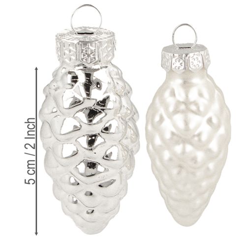 Artículo Conos mixtos de cristal plateado 5cm 14 uds